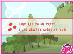 Size: 850x628 | Tagged: safe, applejack, earth pony, pony, apple, cutie mark, my little pony logo, official, text, tree