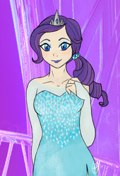 Size: 679x1000 | Tagged: safe, artist:mevrouwroze, rarity, human, elsa, frozen (movie), humanized, queen elsarity