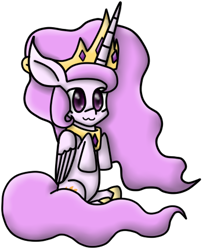 Size: 350x432 | Tagged: safe, artist:memorible, princess celestia, alicorn, pony, :3, simple background, sitting, solo