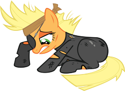 Size: 2778x2036 | Tagged: safe, artist:anyponysfavorites, edit, applejack, earth pony, pony, catsuit, eyepatch, simple background, solo, transparent background, vector