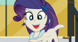 Size: 1897x1031 | Tagged: safe, screencap, rarity, equestria girls, rainbow rocks, hand, looking at you, lowres, reaching out, solo