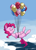 Size: 952x1317 | Tagged: safe, artist:yeendip, pinkie pie, earth pony, pony, balloon, cloud, cloudy, flying, sleeping, solo, then watch her balloons lift her up to the sky