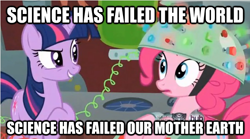 Size: 626x348 | Tagged: safe, derpibooru import, edit, edited screencap, screencap, pinkie pie, twilight sparkle, earth pony, pony, feeling pinkie keen, duo, image macro, lyrics, meme, science, song reference, system of a down