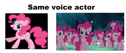 Size: 2372x1008 | Tagged: safe, edit, edited screencap, screencap, pinkie pie, earth pony, pony, too many pinkie pies, captain obvious, clone, exploitable meme, female, mare, meme, multeity, parody, pinkie clone, same voice actor, sarcasm in the comments, stock vector, text, that cute clone, too much pink energy is dangerous, voice actor, you don't say
