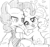 Size: 965x909 | Tagged: safe, artist:momo, pinkie pie, changeling, earth pony, pony, cute, diapinkes, duality, famihara, grayscale, japanese, monochrome, selfcest