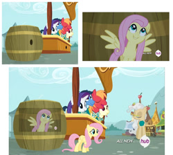 Size: 1090x975 | Tagged: safe, screencap, big macintosh, fluttershy, mayor mare, rarity, torch song, earth pony, pegasus, pony, unicorn, filli vanilli, analysis, barrel, male, meta, ponytones outfit, size comparison, stallion