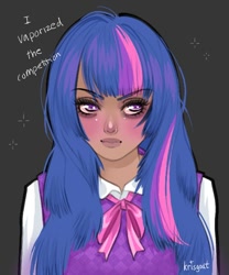 Size: 400x480 | Tagged: safe, artist:krisgoat, derpibooru import, twilight sparkle, friendship is witchcraft, humanized, krisgoat, solo