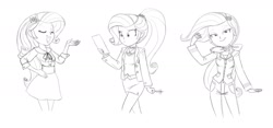 Size: 2052x960 | Tagged: safe, artist:carnifex, rarity, equestria girls, monochrome, outfit