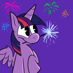 Size: 700x700 | Tagged: safe, artist:karpet-shark, derpibooru import, twilight sparkle, twilight sparkle (alicorn), alicorn, pony, female, fireworks, mare, solo, twily-daily