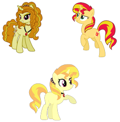 Size: 911x921 | Tagged: safe, artist:celeskumaenoshima, adagio dazzle, sunset shimmer, oc, oc:sunrise radiance, female, lesbian, magical lesbian spawn, offspring, parent:adagio dazzle, parent:sunset shimmer, parents:sunsagio, shipping, sunsagio