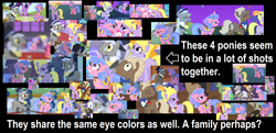 Size: 1968x954 | Tagged: safe, derpibooru import, edit, edited screencap, screencap, caesar, cloud kicker, fine line, herald, lyrica lilac, maxie, minuette, pinkie pie, rarity, royal ribbon, sealed scroll, star gazer, twilight sparkle, earth pony, pony, unicorn, a canterlot wedding, green isn't your color, magical mystery cure, sweet and elite, the best night ever, background pony, clothes, cropped, dress, gala dress, headcanon, ponies standing next to each other, theory