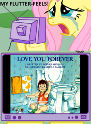 Size: 560x767 | Tagged: safe, fluttershy, pegasus, pony, book, dem feels, exploitable meme, feels, fluttercry, meme, obligatory pony, tv meme