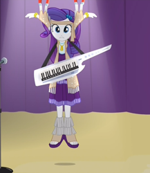 Size: 618x713 | Tagged: safe, screencap, rarity, equestria girls, rainbow rocks, clothes, cute?, dangling, feet, keytar, magnet, musical instrument, rarionette, sandals, shoes, toes