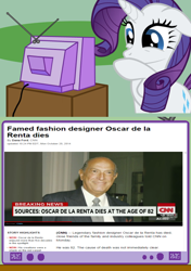 Size: 564x800 | Tagged: safe, rarity, pony, unicorn, exploitable meme, meme, obligatory pony, oscar de la renta, tv meme