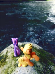 Size: 851x1134 | Tagged: safe, artist:synch-anon, applejack, twilight sparkle, irl, photo, toy, water