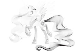 Size: 13574x9339 | Tagged: safe, artist:midwestbrony, princess celestia, alicorn, pony, absurd resolution, female, mare, monochrome, simple background, solo, transparent background, vector