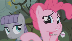 Size: 1280x720 | Tagged: safe, screencap, maud pie, pinkie pie, earth pony, pony, maud pie (episode), hub logo, hubble