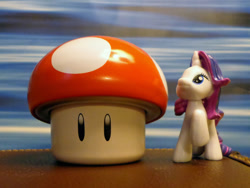 Size: 1280x960 | Tagged: safe, artist:lee-sherman, rarity, blind bag, irl, photo, power-up, super mario bros., super mushroom, toy