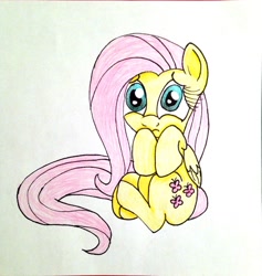 Size: 1214x1280 | Tagged: safe, artist:wedonotspeakoftom, fluttershy, pegasus, pony, female, mare, solo, traditional art