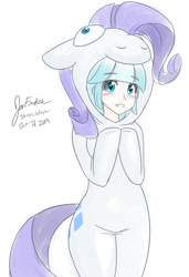 Size: 900x1315 | Tagged: safe, artist:jonfawkes, coco pommel, rarity, human, 30 minute art challenge, clothes, humanized, kigurumi, pony costume