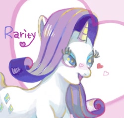 Size: 600x570 | Tagged: safe, artist:sumire-jam, rarity, pony, unicorn, heart, pixiv, solo