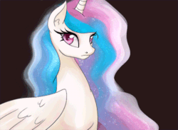 Size: 500x364 | Tagged: safe, artist:zilvtree, princess celestia, alicorn, pony, animated, flowing mane, solo