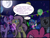 Size: 810x619 | Tagged: safe, artist:pippy, derpibooru import, dj pon-3, fluttershy, pinkie pie, twilight sparkle, twilight sparkle (alicorn), vinyl scratch, alicorn, earth pony, pegasus, pony, balloon, coming on, dark, dialogue, drunk, drunk twilight, female, flirting, glowstick, lesbian, mare, night, party, pinkiepieskitchen, rave, shipping, twishy