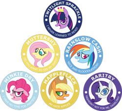 Size: 6569x6000 | Tagged: safe, artist:sollace, derpibooru import, applejack, fluttershy, pinkie pie, rainbow dash, rarity, twilight sparkle, alicorn, earth pony, pegasus, pony, unicorn, the maud couple, .mov, .svg available, absurd resolution, crown, darling, fluttershed, i never learned to read, jewelry, mane six, pacman eyes, regalia, reversed, shed.mov, simple background, transparent background, vector, wrong eye color