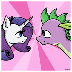 Size: 5619x5619 | Tagged: safe, artist:claritea, rarity, spike, dragon, pony, unicorn, absurd resolution, female, male, older, older spike, shipping, sparity, straight