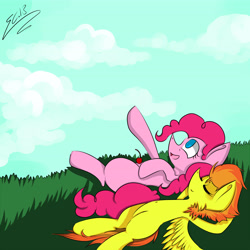 Size: 4753x4753 | Tagged: safe, artist:scootaloocuteness, pinkie pie, spitfire, earth pony, pony, absurd resolution, friendshipping