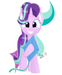 Size: 2500x3000 | Tagged: safe, artist:arcane-thunder, starlight glimmer, pony, unicorn, cute, cutie mark background, digital art, female, glimmerbetes, high res, kite, mare, signature, simple background, solo, that pony sure does love kites, white background