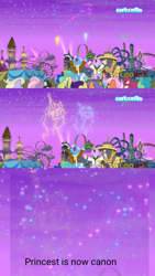 Size: 1440x2557 | Tagged: safe, derpibooru import, screencap, jack pot, princess celestia, princess luna, alicorn, pony, between dark and dawn, big bucks, cartoonito logo, female, fireworks, implied shipping, incest, lesbian, op is a cuck, op is trying to start shit, princest, shipper on deck, shipping, shipping fuel