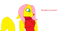 Size: 1285x519 | Tagged: safe, fluttershy, pegasus, pony, female, mare, ms paint, solo, species swap