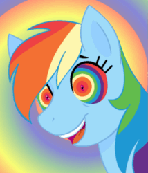 Size: 663x774 | Tagged: safe, anonymous artist, derpibooru import, rainbow dash, pegasus, pony, /mlp/, 4chan, animated, colored, drawthread, implied drug use, kaa eyes, solo, tripping balls