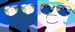 Size: 1004x428 | Tagged: safe, artist:threetwotwo32232, derpibooru import, editor:rozyfly10, princess celestia, princess luna, alicorn, pony, butt, crown, dat butt, double butt, eye reflection, eyes on the prize, female, glasses, incest, jewelry, lesbian, looking at her butt, meme, moonbutt, princest, prize on the eyes, reflection, regalia, royal sisters, shipping, siblings, sisters, smiling, sunbutt, sunglasses, sunglasses eye reflection