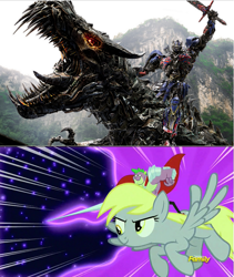 Size: 781x927 | Tagged: safe, edit, edited screencap, screencap, derpy hooves, spike, tantabus, dragon, pegasus, pony, do princesses dream of magic sheep, beefspike, comparison, derpysaur, dinobot, dragons riding ponies, female, grimlock, mare, optimus prime, transformers, transformers age of extinction