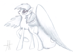 Size: 2849x2000 | Tagged: safe, artist:ardas91, derpy hooves, pegasus, pony, female, mare, monochrome, sketch, solo