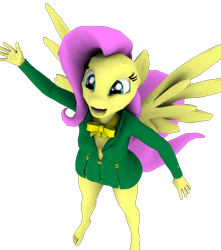 Size: 658x745 | Tagged: safe, artist:sparkyfox, fluttershy, anthro, plantigrade anthro, filli vanilli, 3d, barefoot, cg, feet, poser, simple background, singing, solo, transparent background