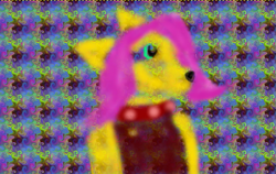 Size: 629x398 | Tagged: safe, fluttershy, abstract background, female, gimp, solo, species swap