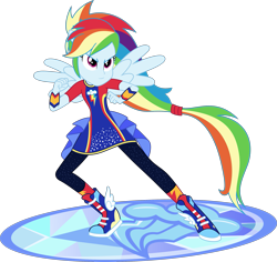 Size: 2427x2287 | Tagged: safe, artist:phucknuckl, derpibooru import, part of a set, rainbow dash, equestria girls, equestria girls series, forgotten friendship, boots, clothes, female, pants, ponied up, simple background, solo, transparent background, vector