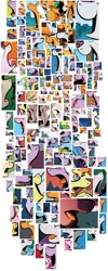 Size: 1208x3024 | Tagged: safe, artist:andypriceart, derpibooru import, idw, applejack, fluttershy, pinkie pie, princess celestia, princess luna, rainbow dash, rarity, star swirl the bearded, twilight sparkle, alicorn, dinosaur, earth pony, pegasus, pony, tyrannosaurus rex, unicorn, spoiler:comic, collage, fluttersaurus rex, little tongue, mane six, open mouth