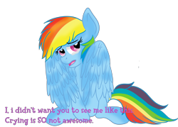 Size: 3500x2500 | Tagged: safe, artist:rainbowtashie, derpibooru import, rainbow dash, pegasus, pony, crying, sad, sadness, simple background, solo, speech, text, transparent background, upset