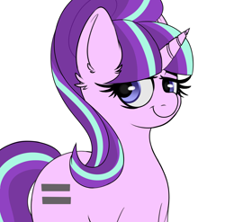 Size: 3000x2969 | Tagged: safe, artist:mkpandabear, starlight glimmer, pony, unicorn, equal cutie mark, lidded eyes, simple background, smiling, solo, white background