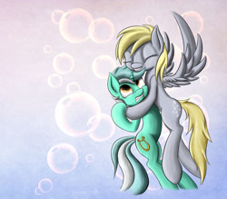 Size: 4000x3500 | Tagged: safe, artist:idontrunntoofast, derpy hooves, lyra heartstrings, pegasus, pony, female, hug, mare