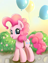 Size: 2000x2600 | Tagged: safe, artist:markianatc, pinkie pie, earth pony, pony, balloon, female, mare, pink coat, pink mane, solo