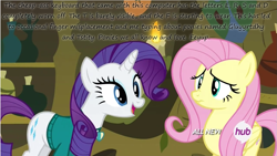 Size: 1269x718 | Tagged: safe, screencap, fluttershy, rarity, pegasus, pony, unicorn, filli vanilli, gluyyrtdhy, insane pony thread, misspelling, scrunchy face, tstity