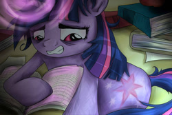 Size: 900x600 | Tagged: safe, artist:buckingawesomeart, derpibooru import, twilight sparkle, nervous, solo