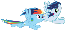 Size: 9968x4624 | Tagged: safe, artist:davidpinskton117, derpibooru import, rainbow dash, soarin', pegasus, pony, absurd resolution, female, male, shipping, simple background, soarindash, straight, transparent background