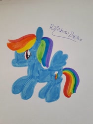 Size: 774x1032 | Tagged: safe, artist:rainbowheartpony, derpibooru import, rainbow dash, pegasus, pony, solo, traditional art