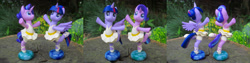 Size: 3072x768 | Tagged: safe, artist:daisymane, starlight glimmer, twilight sparkle, twilight sparkle (alicorn), alicorn, pony, unicorn, a royal problem, ballerina, clothes, dancing, duo, en pointe, female, glimmerina, mare, photo, sculpture, standing, standing on one leg, traditional art, tutu, twilarina